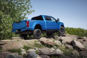 2020 F-Series Super Duty Tremor Package front three-quarter articulation off-road